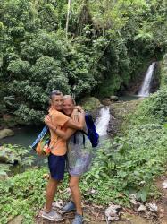 A hike to a waterfall in Grenada with our friend Diane